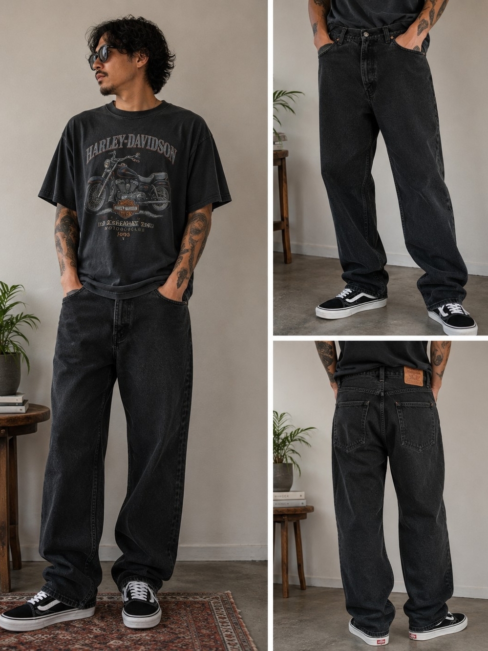 Rare Vintage 90's Anchor Blue Beyond Baggy Black Size 34 Mens Jeans